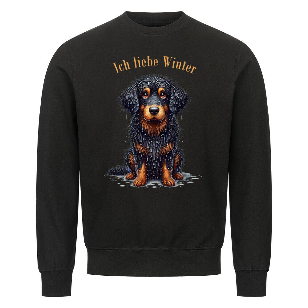 Premium Sweatshirt "Hovawart - Ich liebe Winter" Schwarz – hunde-shirt.de