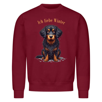 Premium Sweatshirt "Hovawart - Ich liebe Winter" Burgunder – hunde-shirt.de