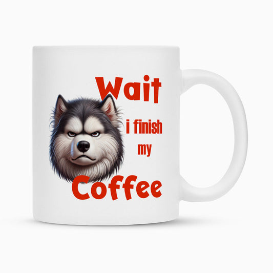 Tasse "Husky - Wait" Weiß – hunde-shirt.de