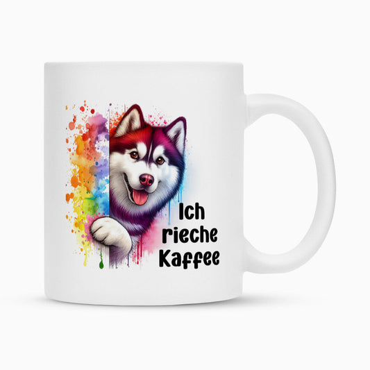 Tasse "Husky - Ich rieche Kaffee" Weiß – hunde-shirt.de