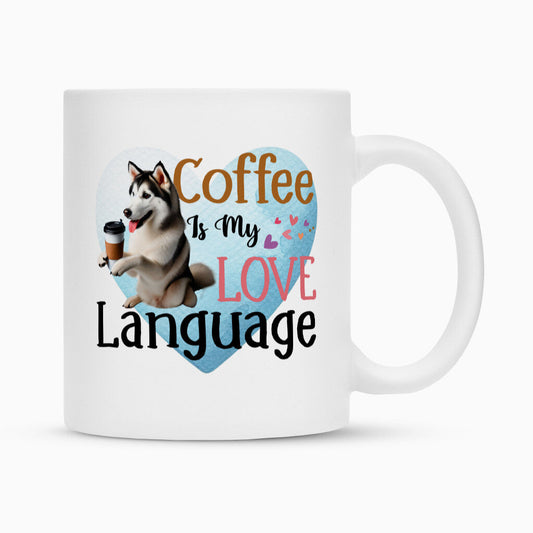 Tasse "Husky - Love Language" Weiß – hunde-shirt.de