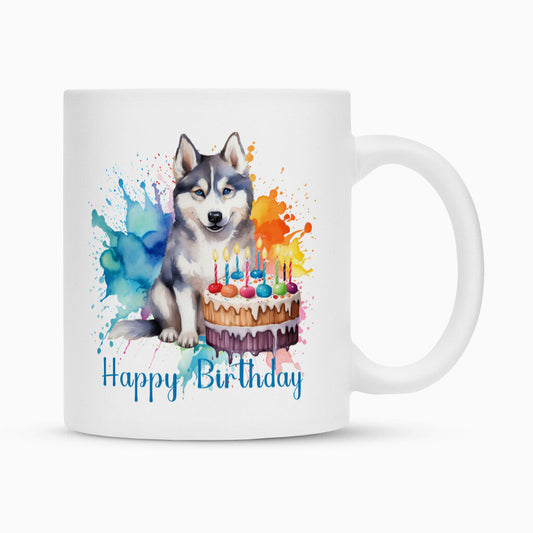Tasse "Husky - Happy Birthday" Weiß – hunde-shirt.de