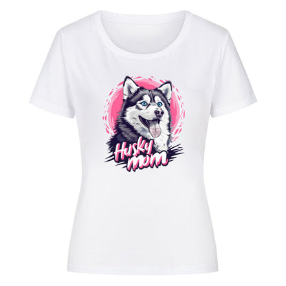 Premium Organic Damen-Shirt "Husky Mom" Weiß – hunde-shirt.de