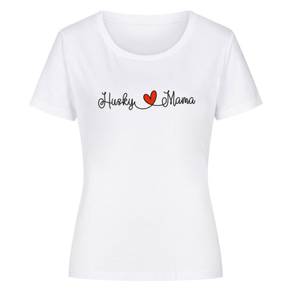 Premium Organic Damen-Shirt "Husky - Mama" Weiß – hunde-shirt.de