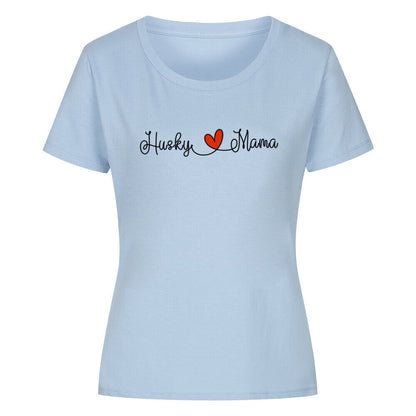 Premium Organic Damen-Shirt "Husky - Mama" Sky Blue – hunde-shirt.de