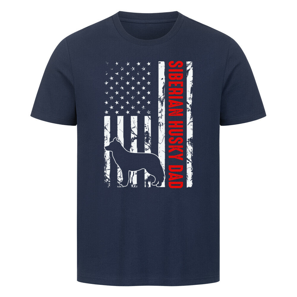 Premium T-Shirt "Husky - Flag Dad" French Navy – hunde-shirt.de