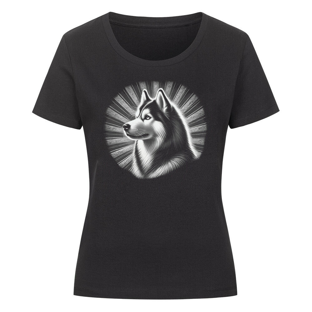 Premium Organic Damen-Shirt "Husky - Bright" Schwarz – hunde-shirt.de