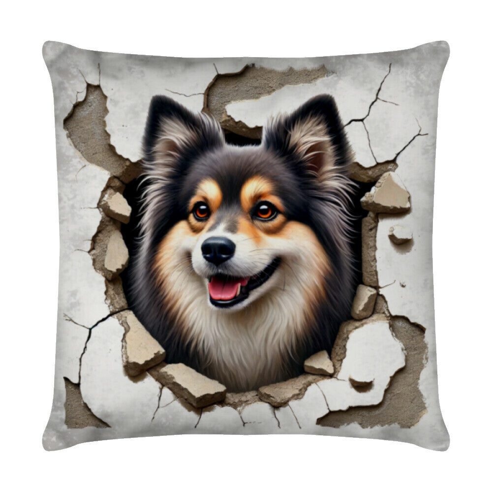 Kissen "Icelandic Sheepdog - Look" Weiß – hunde-shirt.de