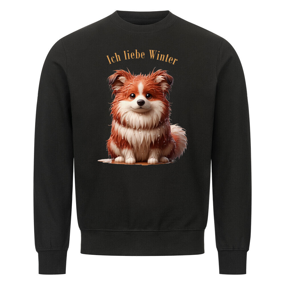 Premium Sweatshirt "Icelandic Sheepdog - Ich liebe Winter" Schwarz – hunde-shirt.de