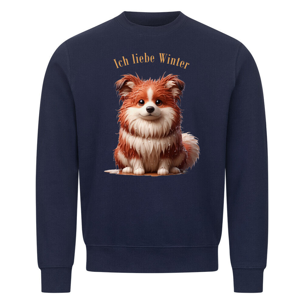 Premium Sweatshirt "Icelandic Sheepdog - Ich liebe Winter" Navy Blue – hunde-shirt.de