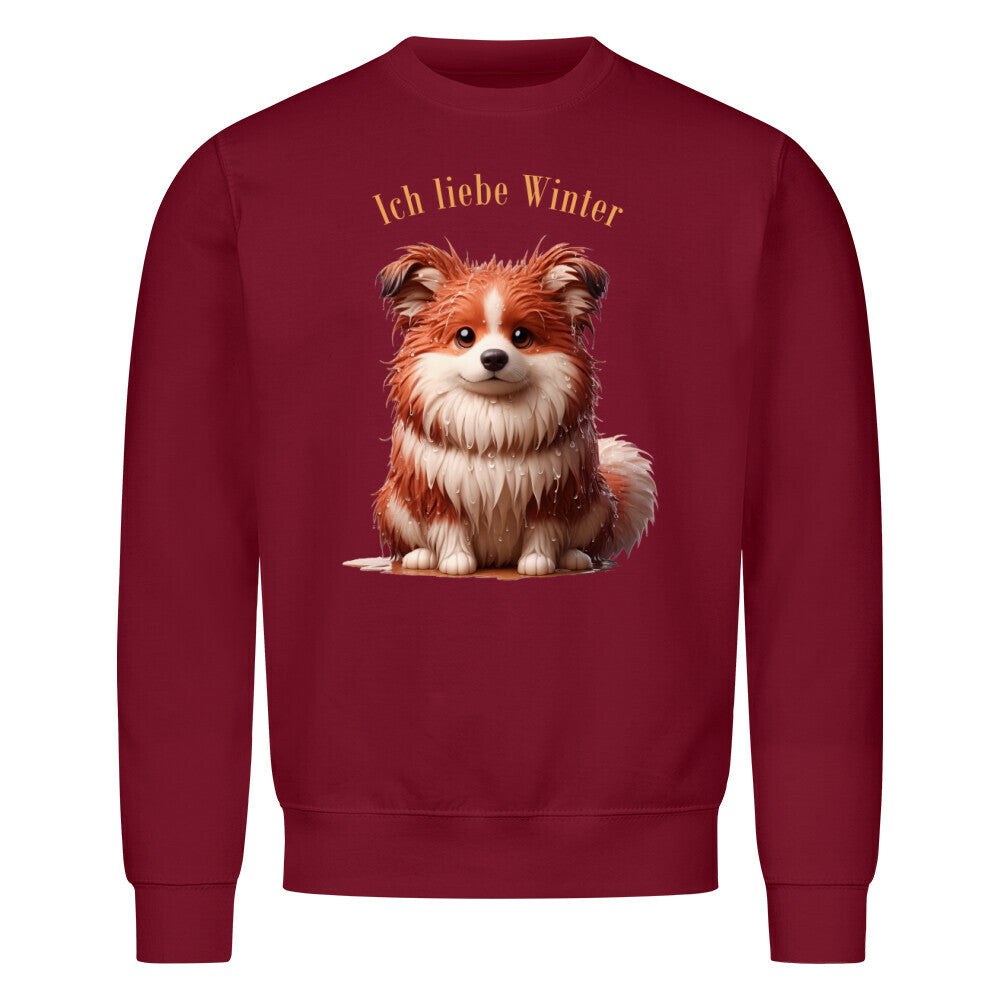 Premium Sweatshirt "Icelandic Sheepdog - Ich liebe Winter" Burgunder – hunde-shirt.de