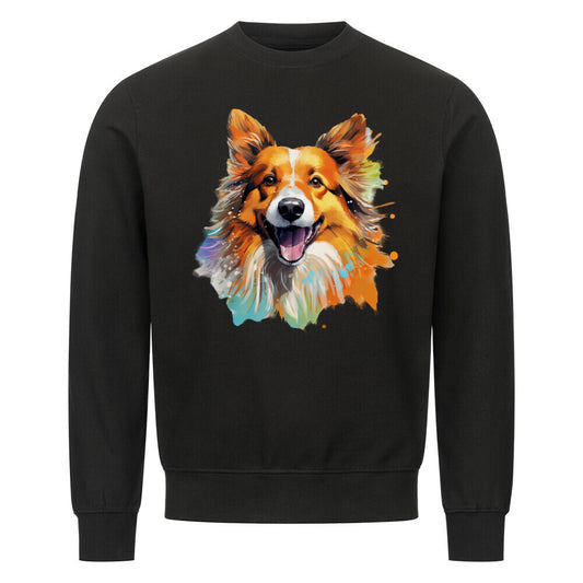 Premium Sweatshirt "Icelandic Sheepdog - Paint" Schwarz – hunde-shirt.de