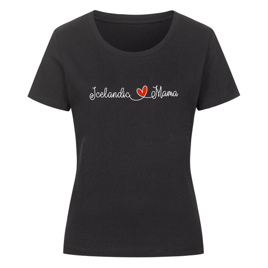 Premium Organic Damen-Shirt "Icelandic - Mama" Schwarz – hunde-shirt.de