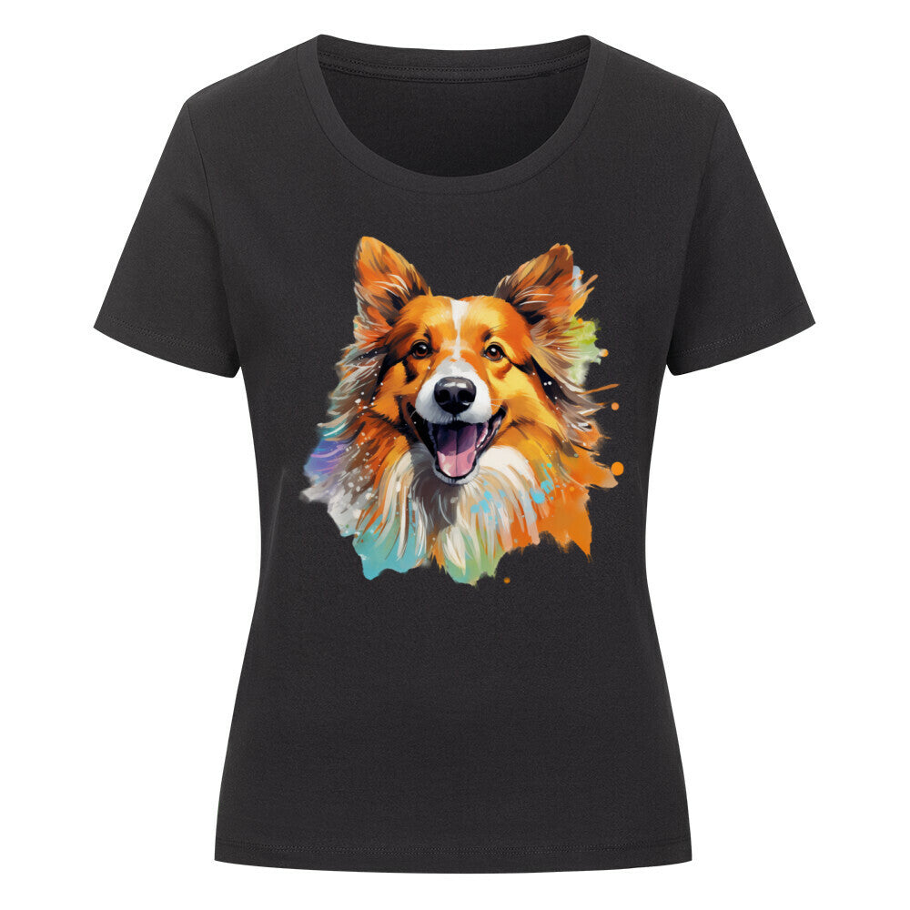 Premium Organic Damen-Shirt "Icelandic - Paint" Schwarz – hunde-shirt.de