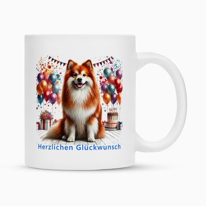 Tasse "Icelandic Sheepdog - Herzlichen Glückwunsch" Weiß – hunde-shirt.de