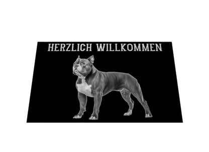 Fußmatte "American Bully XL / XXL - Herzlich Willkommen" – hunde-shirt.de