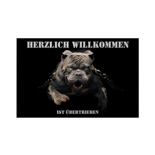 Fußmatte "American Bully XL / XXL - Herzlich Willkommen..." Weiß – hunde-shirt.de