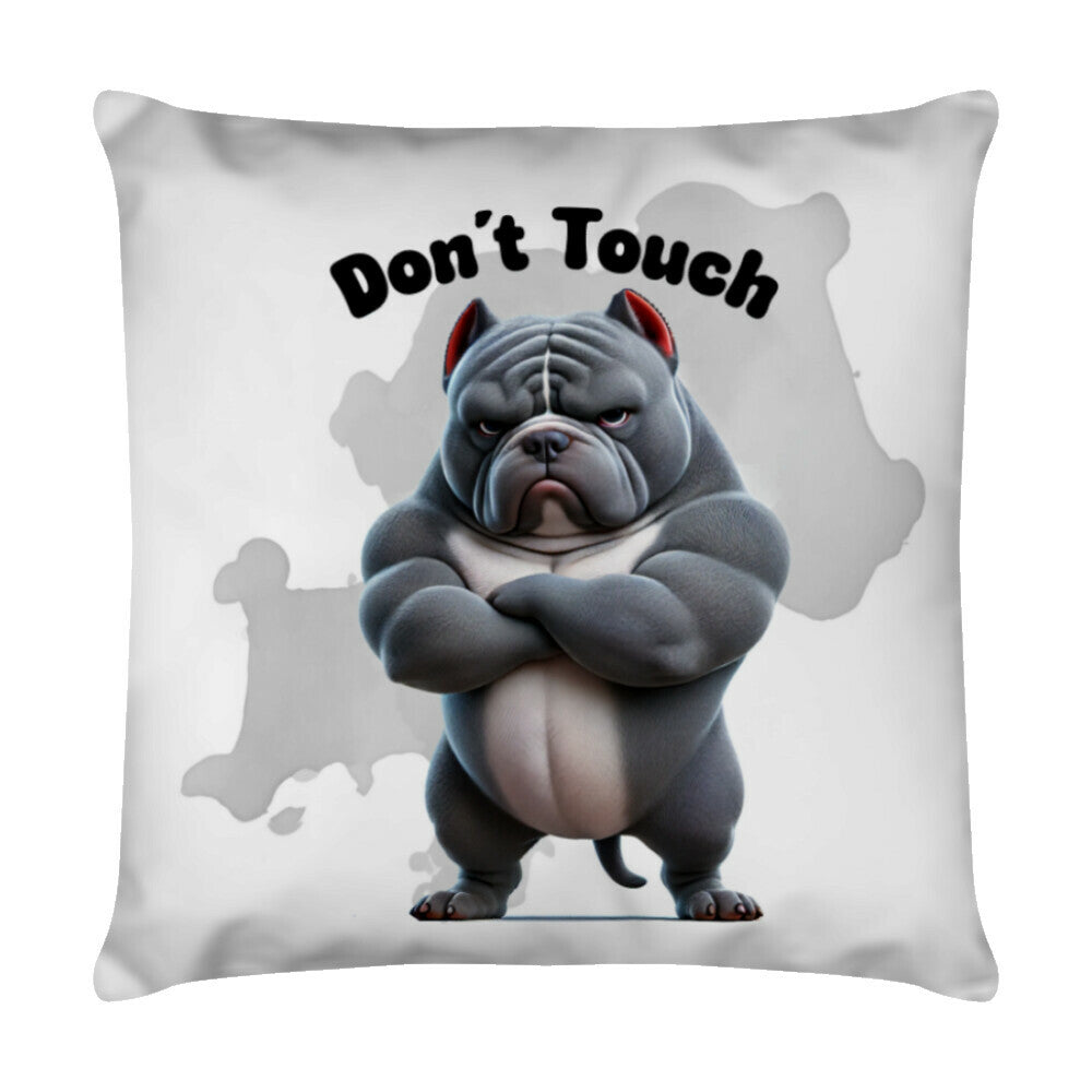 Kissen "American Bully XL / XXL - Don´t touch" Weiß – hunde-shirt.de