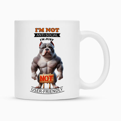 Tasse "American Bully XL / XXL - Anti-Social" Weiß – hunde-shirt.de