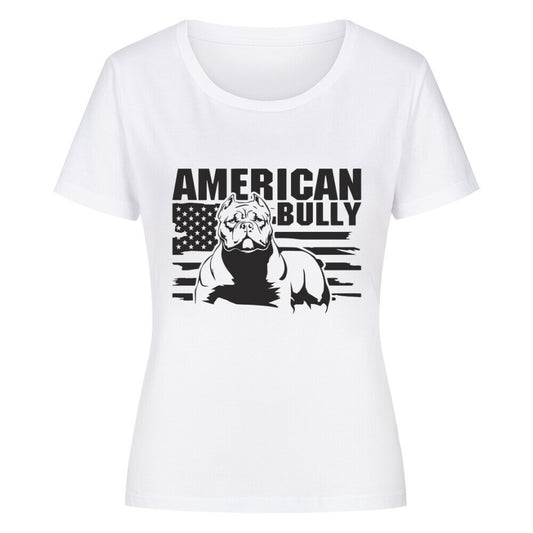 Premium Organic Damen-Shirt "American Bully XL / XXL - Statement" Weiß – hunde-shirt.de