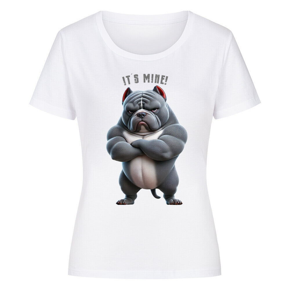 Premium Organic Damen-Shirt "American Bully - It´s mine" Weiß – hunde-shirt.de