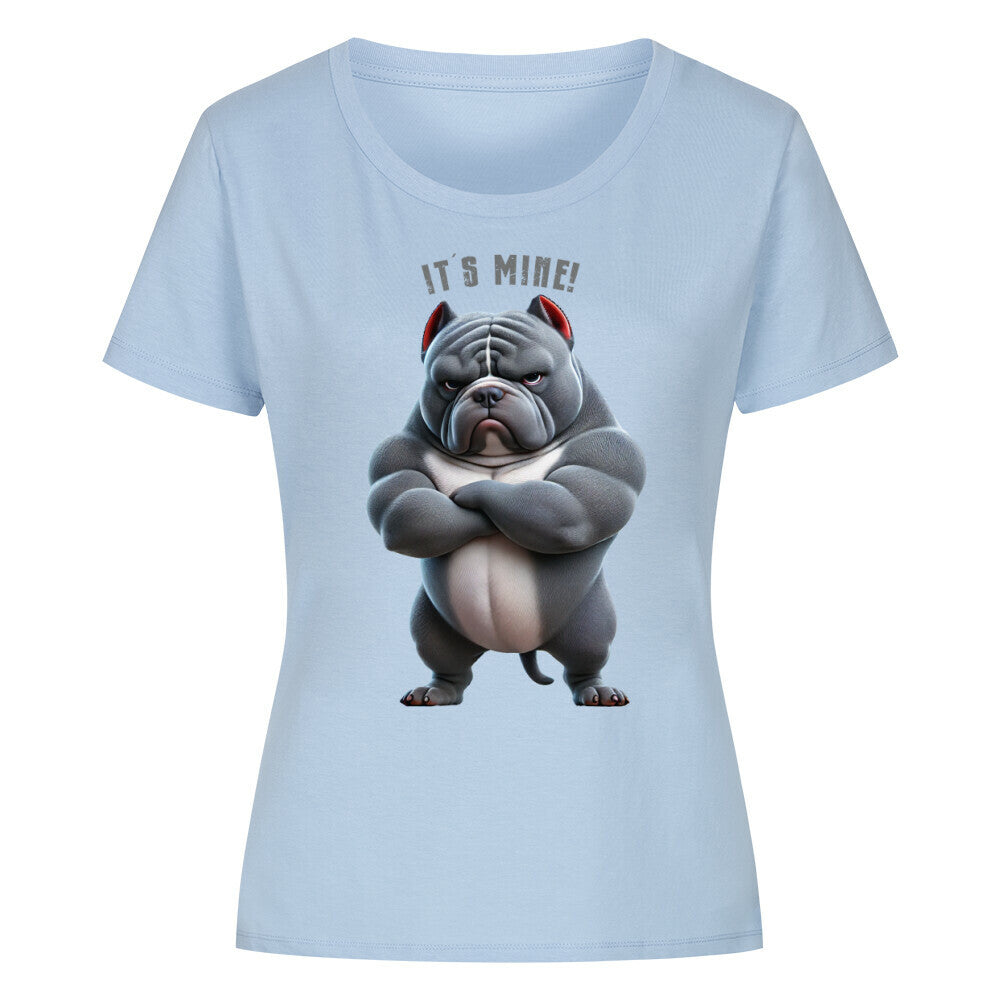 Premium Organic Damen-Shirt "American Bully - It´s mine" Sky Blue – hunde-shirt.de