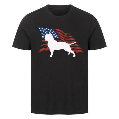 Premium T-Shirt "American Bully XL / XXL - Flag" Schwarz – hunde-shirt.de