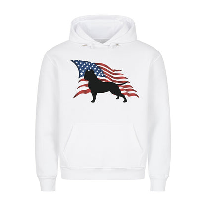 Premium Hoodie "American Bully XL / XXL - Flag" Weiß – hunde-shirt.de