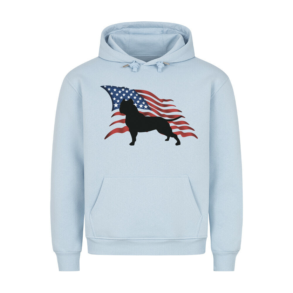 Premium Hoodie "American Bully XL / XXL - Flag" Babyblau – hunde-shirt.de