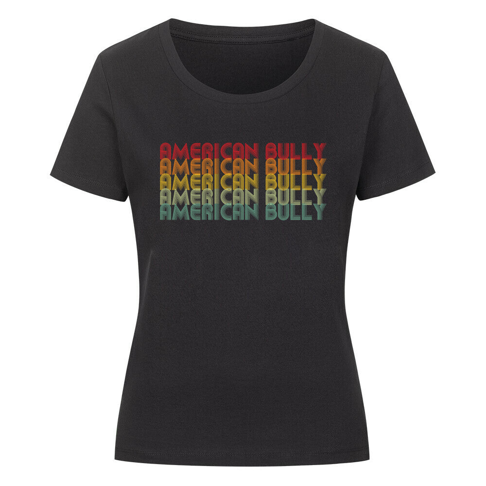 Premium Organic Damen-Shirt "American Bully - RETRO" Schwarz – hunde-shirt.de