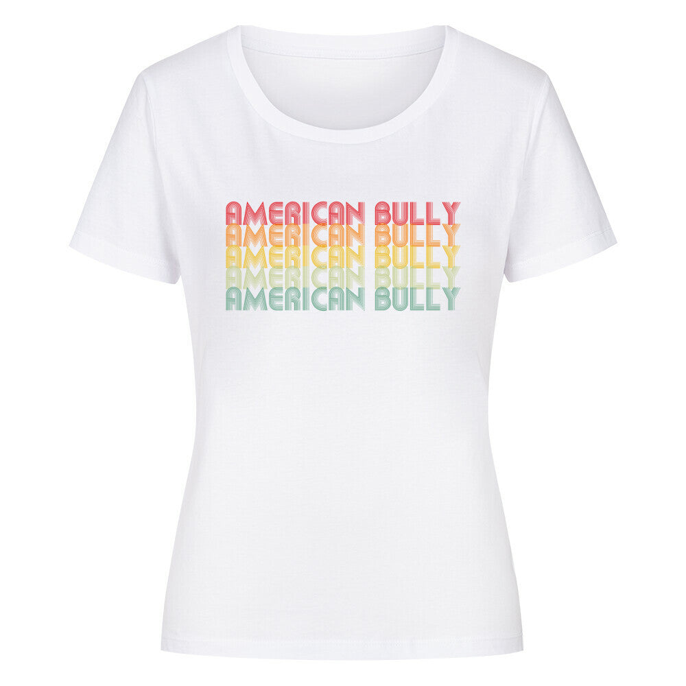 Premium Organic Damen-Shirt "American Bully - RETRO" Weiß – hunde-shirt.de