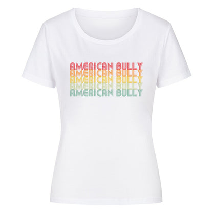 Premium Organic Damen-Shirt "American Bully - RETRO" Weiß – hunde-shirt.de