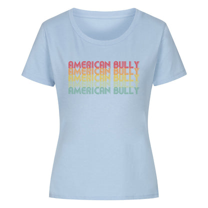 Premium Organic Damen-Shirt "American Bully - RETRO" Sky Blue – hunde-shirt.de