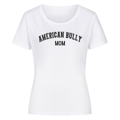 Premium Organic Damen-Shirt "American Bully - MOM" Weiß – hunde-shirt.de