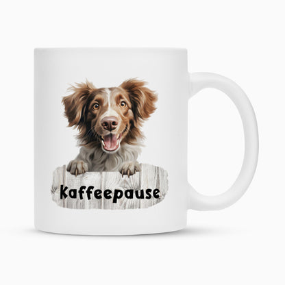 Tasse "Brittany Spaniel - Kaffeepause" Weiß – hunde-shirt.de