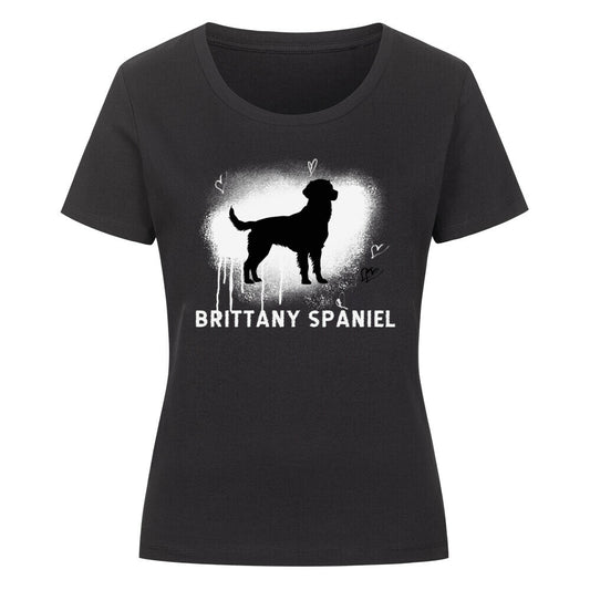 Premium Organic Damen-Shirt "Brittany Spaniel - Brush" Schwarz – hunde-shirt.de