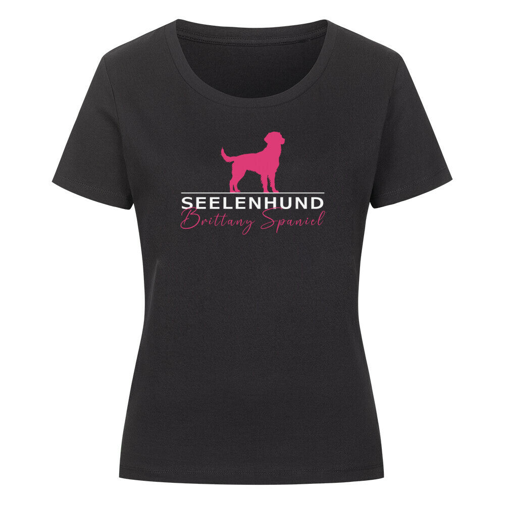 Premium Organic Damen-Shirt "Brittany Spaniel - Seelenhund" Schwarz – hunde-shirt.de