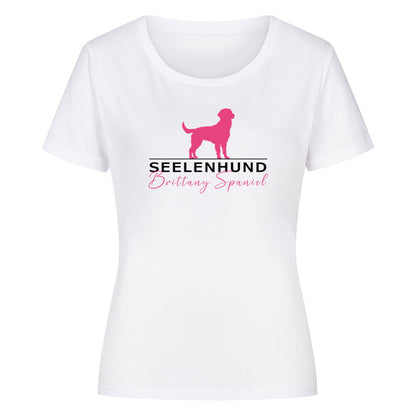 Premium Organic Damen-Shirt "Brittany Spaniel - Seelenhund" Weiß – hunde-shirt.de