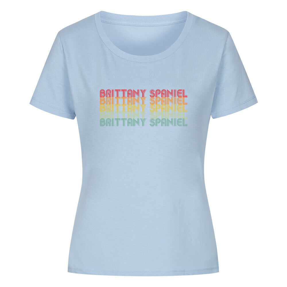 Premium Organic Damen-Shirt "Brittany Spaniel - RETRO" Sky Blue – hunde-shirt.de