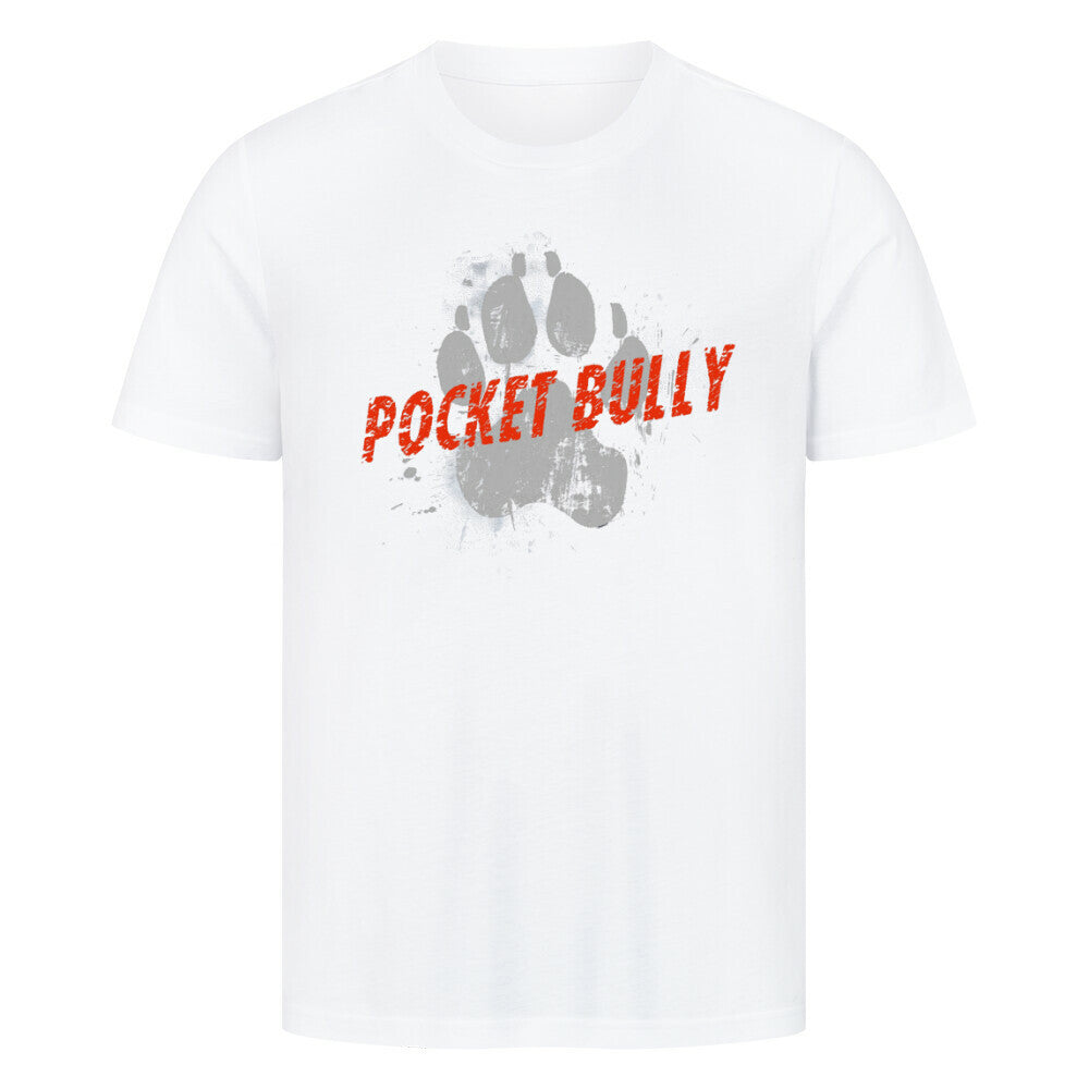 Premium T-Shirt "American Bully - Pocket PAW" Weiß – hunde-shirt.de