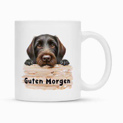 Tasse "Deutsch Drahthaar - Guten Morgen" Weiß – hunde-shirt.de