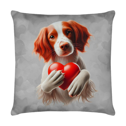 Kissen "Brittany Spaniel - Liebe" Weiß – hunde-shirt.de