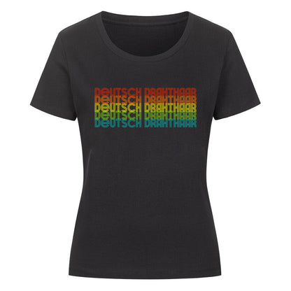 Premium Organic Damen-Shirt "Deutsch Drahthaar - RETRO" Schwarz – hunde-shirt.de