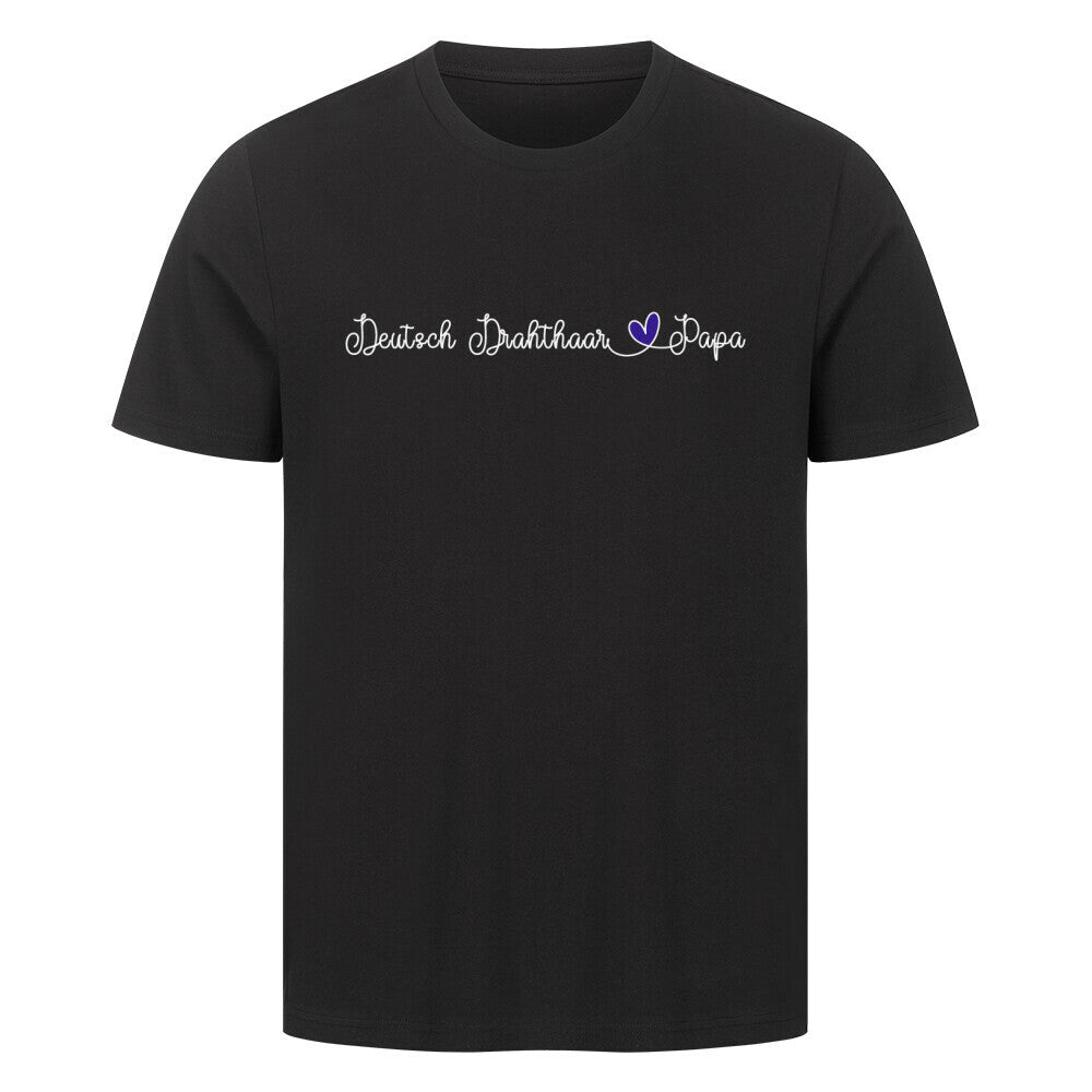 Premium T-Shirt "Deutsch Drahthaar - Papa" Schwarz – hunde-shirt.de