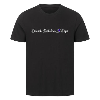 Premium T-Shirt "Deutsch Drahthaar - Papa" Schwarz – hunde-shirt.de