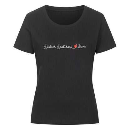 Premium Organic Damen-Shirt "Deutsch Drahthaar - Mama" Schwarz – hunde-shirt.de