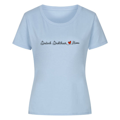 Premium Organic Damen-Shirt "Deutsch Drahthaar - Mama" Sky Blue – hunde-shirt.de