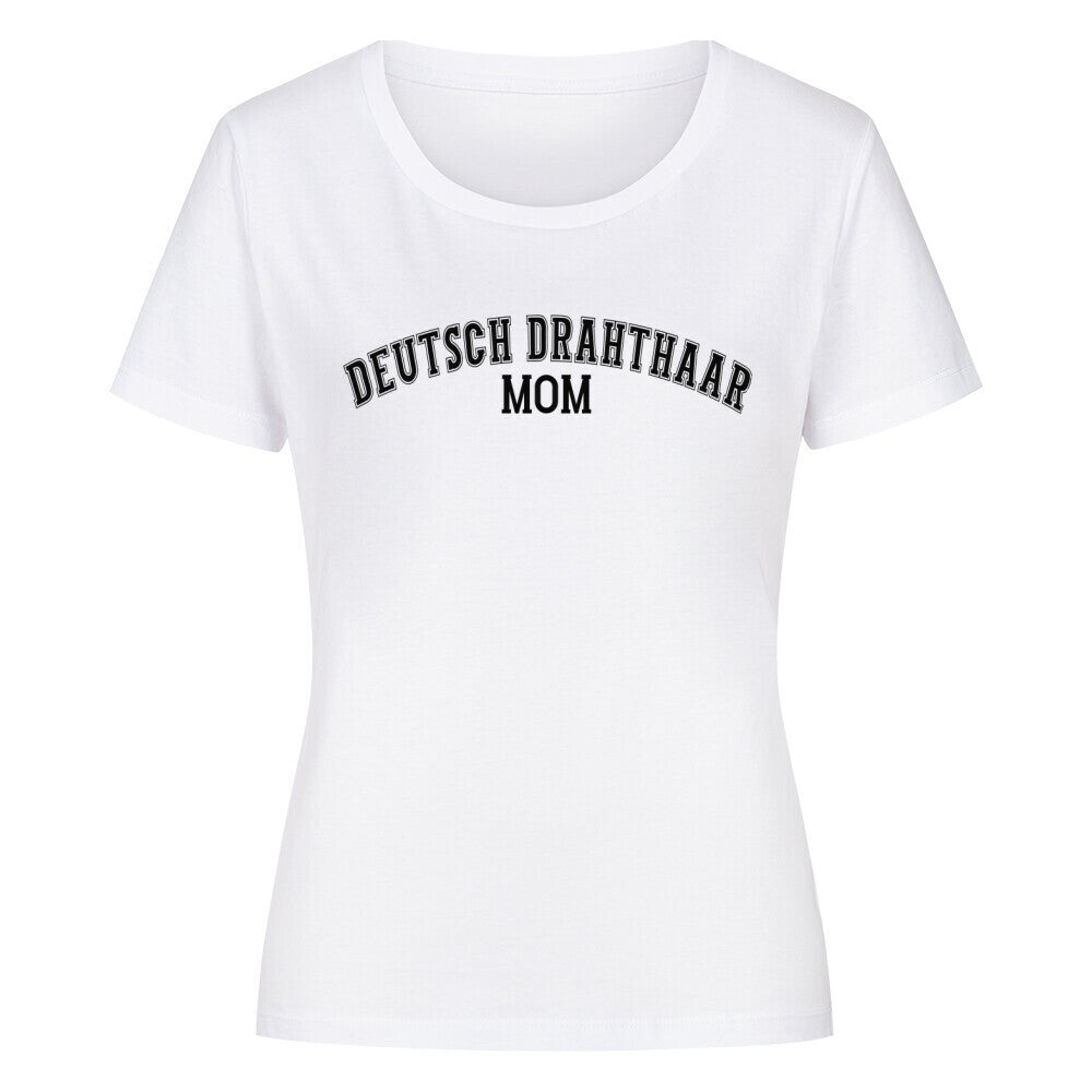 Premium Organic Damen-Shirt "Deutsch Drahthaar - MOM" Weiß – hunde-shirt.de