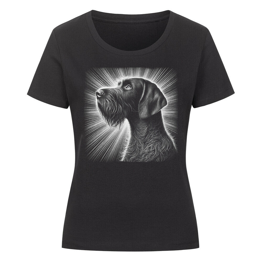 Premium Organic Damen-Shirt "Deutsch Drahthaar - Shine" Schwarz – hunde-shirt.de