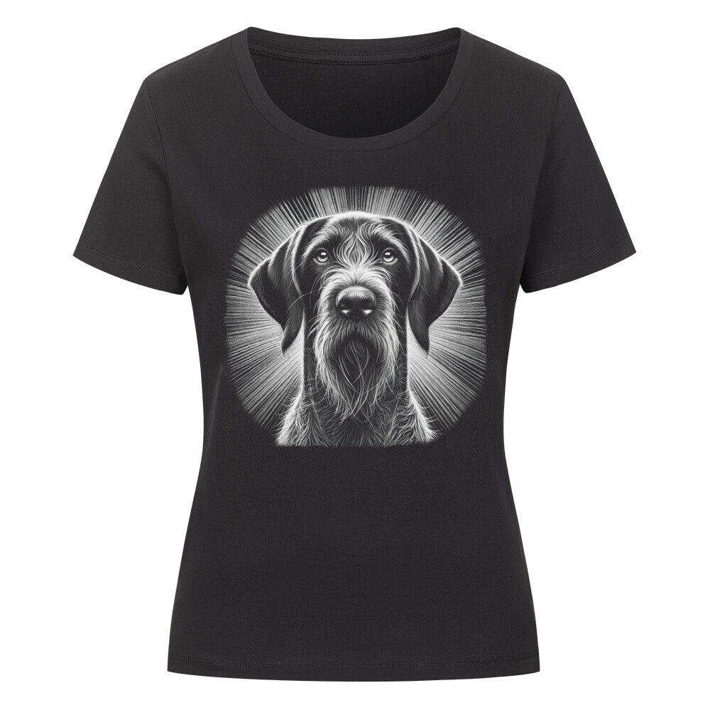 Premium Organic Damen-Shirt "Deutsch Drahthaar - Bright" Schwarz – hunde-shirt.de